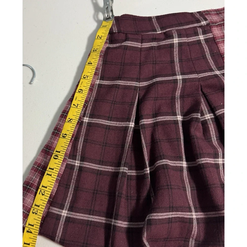Hollister Womens XS Skirt‎ Dark Academia Preppy Plaid Mini Flannel Stretch Fall